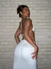 Zweiteiliges Kleid wsevypo Sommer Frauen Zweiteiliger Rock Anzüge Sexy Backless Neckholder Crop Tops mit Bandage Wrapped Long Party Street Sets 230425