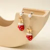 Stud Earrings Dainty Christmas For Women Girls Fashion Pearl Xmas Gloves Bow Dangle Eardrop Jewelry Year Party Friends Gift