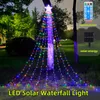Garden Decorations 8 Modes Solar LED Waterfall String Lights 350pcs Light Beads Suitable for Holiday Christmas Party Favor Garden Decoration Lights 231124