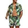 Herren Trainingsanzüge 2023 Männer Sets Drucken Patchwork Revers Kurzarm Freizeithemd Strand Shorts Sommer Streetwear Urlaub Hawaii Anzüge S-4XL