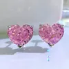 Stud Earrings 2023 Heart-shaped 10 12 Cut High Carbon Diamond Jewelry Level Craft 925 Silver Simple