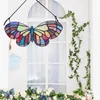 Décorations de jardin vitrail suspendu nid d'abeille multicolore papillon abeille panneaux tache colibri