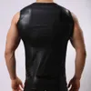 Men's Tank Tops Faxu Leather Tank Tops Men Sport Fitness Bodybuilding Tanks Fashion Man Gym Tops Sleeveless TShirt Singlet Undershirts 230425