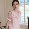 Women's Sleepwear Sleepwear for Women Summer Satin Silk Short Sleeved Trousers Suit Pajamas Doll Collar Home Suit Princess Style Pyjamas Nightwear