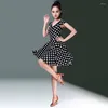 Stage Wear Latin Dance Skirt Female Adult Dress Sexy Professional High-end Polka Dot Short-sleeved Costume Summer