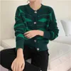 Women's Knits Alien Kitty 2023 Women Vintage Coats Fashion Loose Knitted Stripes Cardigans Sweet Slim All Match Office Lady Casual Sweaters