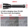 Torches Professional waterproof Diving Flashlight Torch 3T6 5L2 5UV 200m Underwater Scuba IPX-8 Dive Light Using 18650