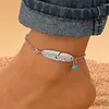 Fußkettchen Sommer Boho Herz Mond Sonne Silber Farbe für Frauen Doppelschichten Fußkette Armband am Bein Strand Barfuß Schmuck