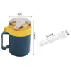 Ensembles de vaisselle 500ml Tasse de petit déjeuner Bouchon d'évent en silicone Bol de farine d'avoine portable multifonction de qualité contact avec couvercle et poignée scellés