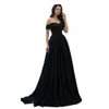 Fdhaolu Custom Color Elegant A-Line Satin Bourgogne Evening Off the Shoulder Long Evening Gown Beading Belt Prom Dress