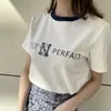 Women's T-Shirt Hit Color O-neck Short Sleeves Tees Summer Letter Print Y2k Tops Japanese Fashion Cusual T Shirt All Match Ropa Mujer 230426