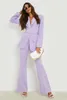 أزياء Purple Slim Fit Women Pants Suits Super Long Blazer Wide Leg Custom Made Office Lady Party Prom Dress