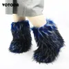 lady Winter Frauen Flauschigen Fell Schnee Stiefel Frau Pelzigen Faux Pelz Stiefel Damen Outdoor Rutschfeste Baumwolle Stiefel Mädchen Plüsch Warme schnee Stiefel Slip Auf