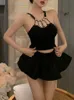 Женские танки Camis Summer Sexy Black Y2K Tops Tops Women Party Vintage Elegant жилет повседневное блузя для бодиновых рукавов корейская мода шикарные 230426