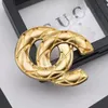 20style Designer Brand Double Letter Brooches Geometric Suit Collar Pin Crystal Rhinestone High Quality Gold Plated Wedding Clothing