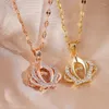 Chains Hollow Gold Colour Crown Throbbing Zircon Pendant Necklaces For Fashion Women Luxury Necklace Female Selling