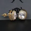 12 цветов Unisex Men Women Fashion Серьги желтые, Whte Gold Pling Bling Cz Серьги для вечеринок для свадебных украшений.