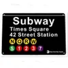 Metal Teneke İşaret Vintage Plak New York Subway Times Square Metal Garaj Metal Plaka Duvar Dekoru Bar Pub Kulübü Dekorasyonu Q0723344Z