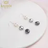 Baumelnder Kronleuchter ASHIQI Natürliche Barockperle 925 Sterling Silber Lange Ohrringe Für Frauen Schwarze Süßwasserperle Handgefertigter Tropfenohrring Partygeschenk 230425