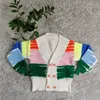 Women's Pink Mixed Color Wool Sweater Cardigan Women's Casual V Neck Color Block Cardigan Jacket Free Ship