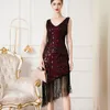 Dress 2022 nowych kobiet 1920s Vintage dekolt w szpic Fringe zroszony wielki Gatsby Party Cocktail Dress rozmiar SXL