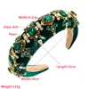 Luxury Velvet Full Diamonds Pearl Sponge Headband Fashion Hair Accessories Women Court Style Party Hairband Hair Band Hoop Girl