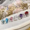 クラスターリングフレンチヴィンテージラグジュアリーカラフルなドロップレットキュービックジルコニアリサイ可能な女性婚約リングウェディングディナーロマンチックな宝石