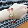 Four Leaf Clover Luxury Designer JewelryJinggong Fourleaf clover Five flower High version Lucky Flower Double sided V gold thick plating k rose red chalcedony