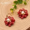 Dangle Lustre GLSEEVO Naturel Corail Pendentif Boucles D'oreilles Femme Fleur Rouge À La Main De Mode Luxe Dames Boucles D'oreilles Fine Jewelry Cadeaux De MariageGE1042 230425