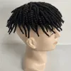 6 inches European Virgin Human Hair Replacement #1b Afro Braids AUS Toupee 8x10 Lace with PU Unit for Black Men