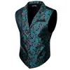 Blazers Teal Blue Hommes Singlebreasted Paisly Soie Gilet Costume Col Nouvelle Arrivée Automne Hommes Costume Sans Manches Gilet Barry.Wang Designer