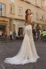 Abiti da sposa Spalline senza spalline Applicazioni in pizzo Abiti da sposa a sirena Abito da sposa con scollo a barchetta e schiena scoperta Robe De