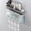 Porta-escovas de dentes IZEFS tempat sikat gigi di dinding kotak penyimpanan kamar mandi aksesori bebas lubang pasta 230425