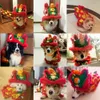 Vestuário de cão Natal Engraçado Roupas de Cão Ano de Estimação Chinês Traje Dragão Dança Leão Festa de Cão Leão Dança Vermelho Festivo Lucky Cat Roupas 231124