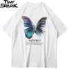 Men's TShirts Hip Hop Oversize T Shirt Men Streetwear Harajuku Color Butterfly Tshirt Short Sleeve Cotton Loose HipHop TShirt Plus Size 230425