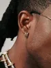 Pendientes de aro Iced Out Hip Hop Men Boy Sword Shaped Small Huggie Earring Plaved Gold Black Silver Color Cross Jewelry Wholesale