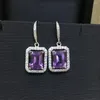 Dangle Earrings Wholesale 925 Sterling Silver Set Natural Amethyst Ear Hook Drop Earring For Women Wife Gift Gemstone Jewel
