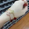 Four Leaf Clover Luxury Designer JewelryJinggong Fourleaf clover Five flower High version Lucky Flower Double sided V gold thick plating k rose red chalcedony