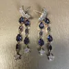 Dingle örhängen Bilincolor Moon and Star Purple Tassel Earring for Women Wedding