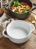Skålar 6/7inch binaural soppa skål dubbel öron keramiska nudlar med handtag hem kök sallad grönsaksbord