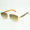 Nieuwe C -hardware zonnebrillen 3524032 met oranje houten stokken en 56 mm lenzen voor unisex