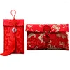 Emballage cadeau enveloppes rouges mariage broderie chinoise année argent Hongbao Feng soie fête poches enveloppe Bao Hong Shui
