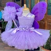 Mädchenkleider Mädchen Rosa Glitzer Schmetterling Feenkleid Kinder Häkelblume Tutu Kindergeburtstag Halloween Weihnachten Kostüm Outfit