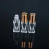 Bottiglie di profumo di olio essenziale da 3 ml Bottiglia quadrata in vetro trasparente con rullo in acciaio inossidabile con tappo in oro/argento Bfnue