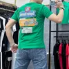 T-shirt Men's Short sleeved Summer Slim Locomotive Printing Round Neck Male Tees Silk Cotton Top Streetwear Homme Tops Causal Clothing