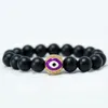 Hot Design Gold Gold Bated esmaltado 10mm CZ Copper Evil Eye Beads Charme para pulseira de jóias