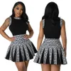 디자이너 여름 여자 카미솔 주름 치마 새로운 패션 라운드 넥 민소매 드레스 디지털 프린팅 스타일