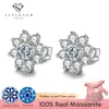 GRA VVS 0.5Ct Moissanite diamante pendiente con tuerca de flor para mujer Sterling Sier Solitaire Eternity conjunto de joyería para fiesta y boda