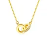 Designer clássico anel duplo Cross S925 Colar de pingente de prata feminino Moda Moda Marca de luxo Placting 18K Gold Shining Zircon Charm Charm Jóias Sexy Cola