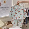 Pijamas springautumn moda crianças camisola meninos e meninas design na moda crianças roupas de manga comprida terno criança roupas 231124